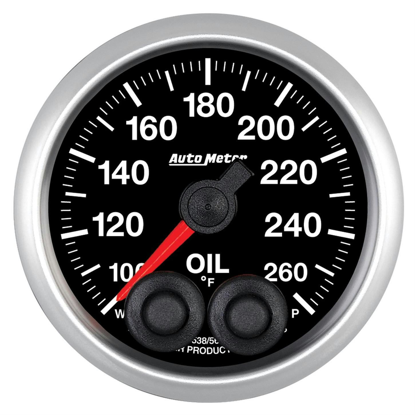 AutoMeter 5638-05702 Oil Temp Gauge, 2 1/16 Inch, 260 Deg., Elite
