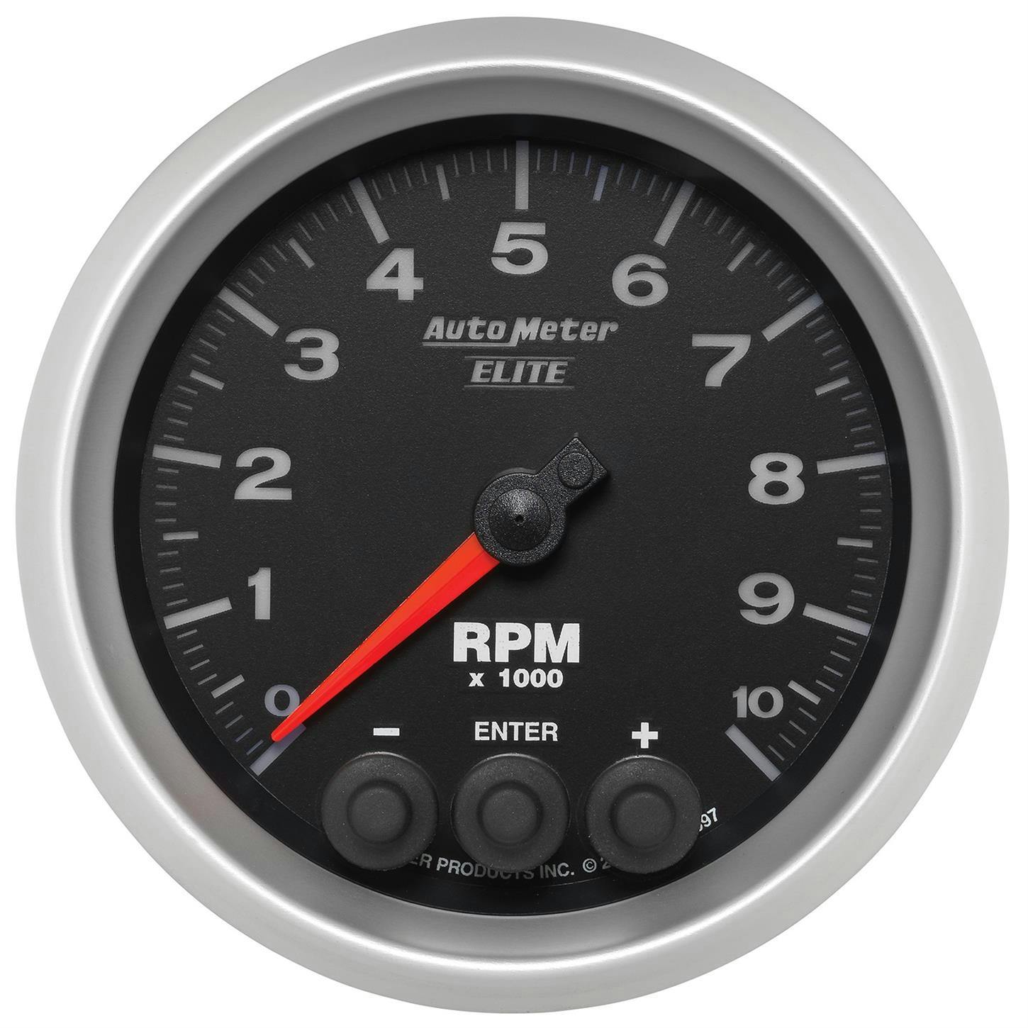 AutoMeter 5697 Tach Gauge, 3 3/8 Inch, 10K RPM, In-Dash, Elite