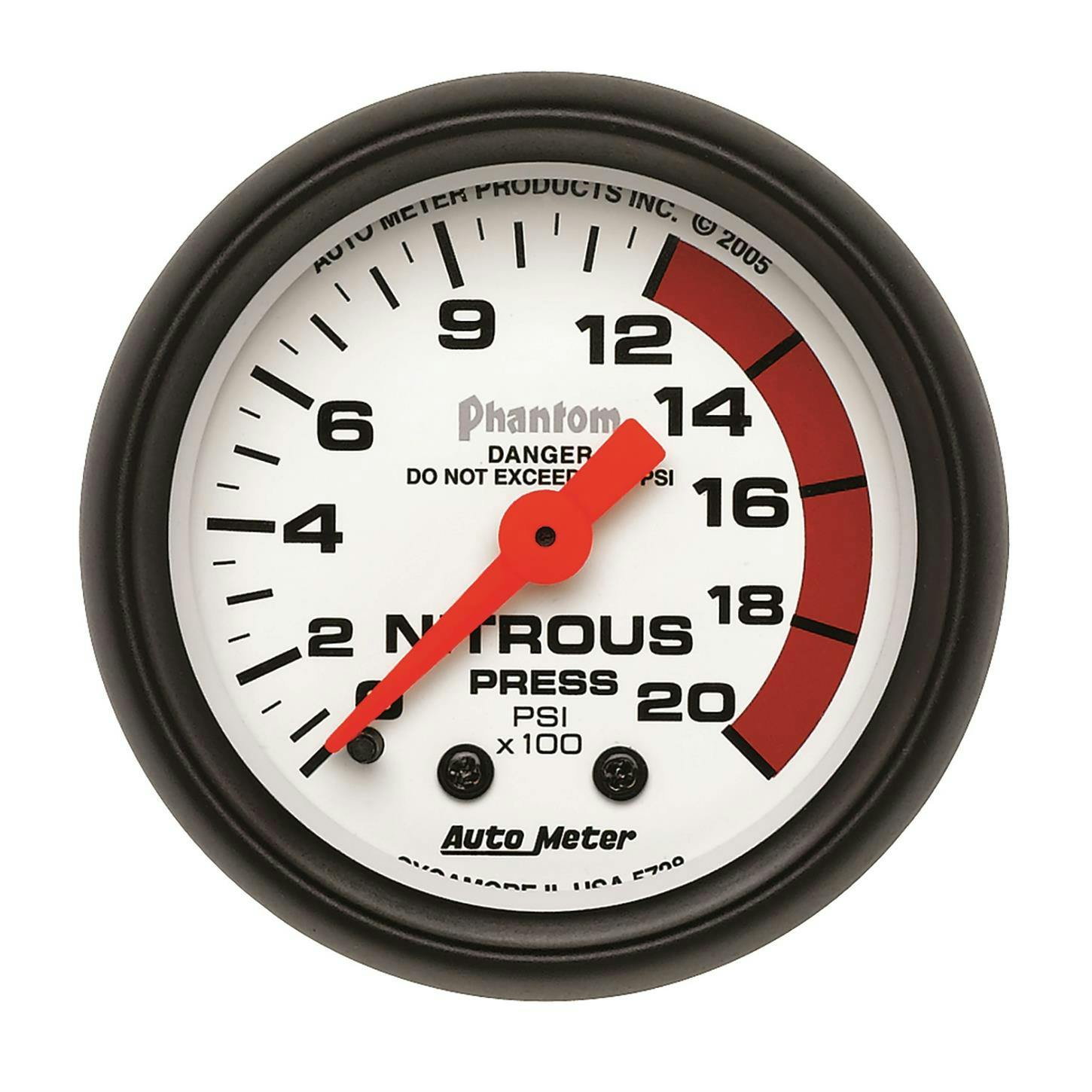 AutoMeter 5728 Phantom Mechanical Nitrous Press. Gauge, 2-1/16