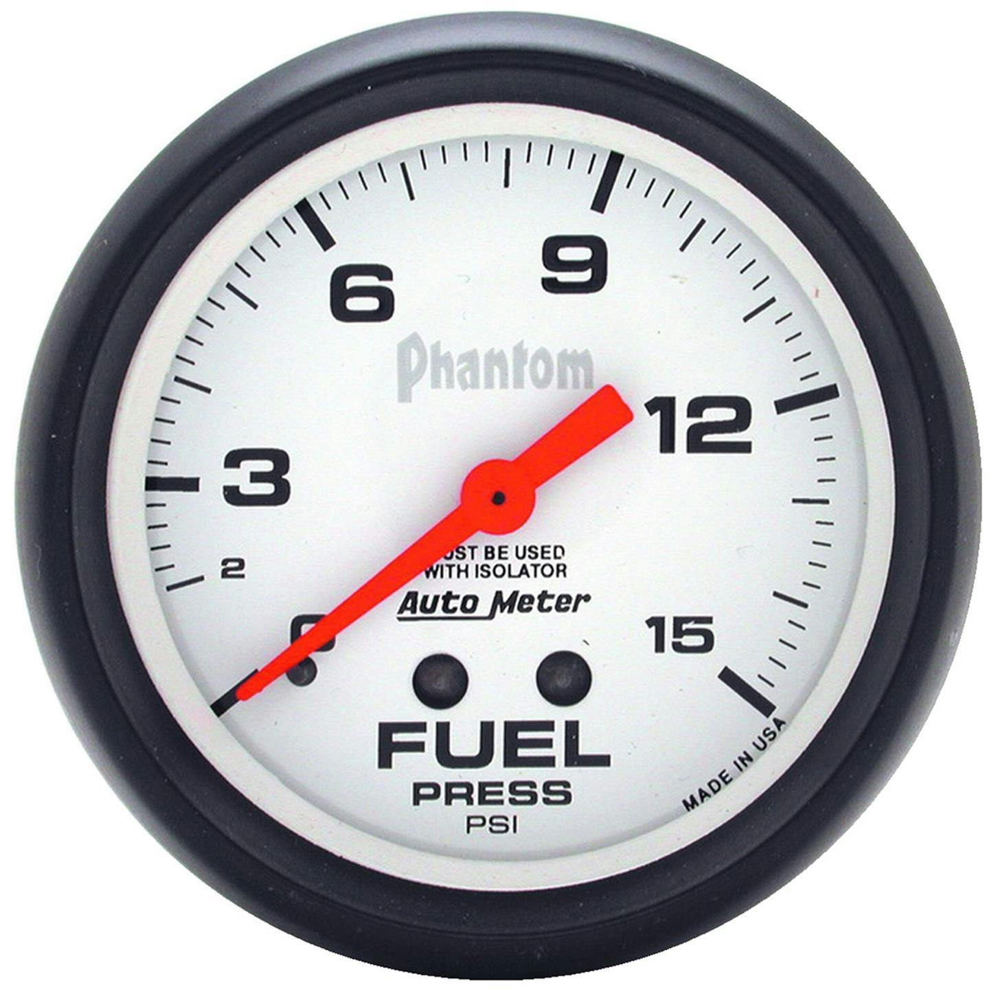 AutoMeter 5813 Fuel Pressure Gauge, 2 5/8 Inch, 15PSI, Phantom