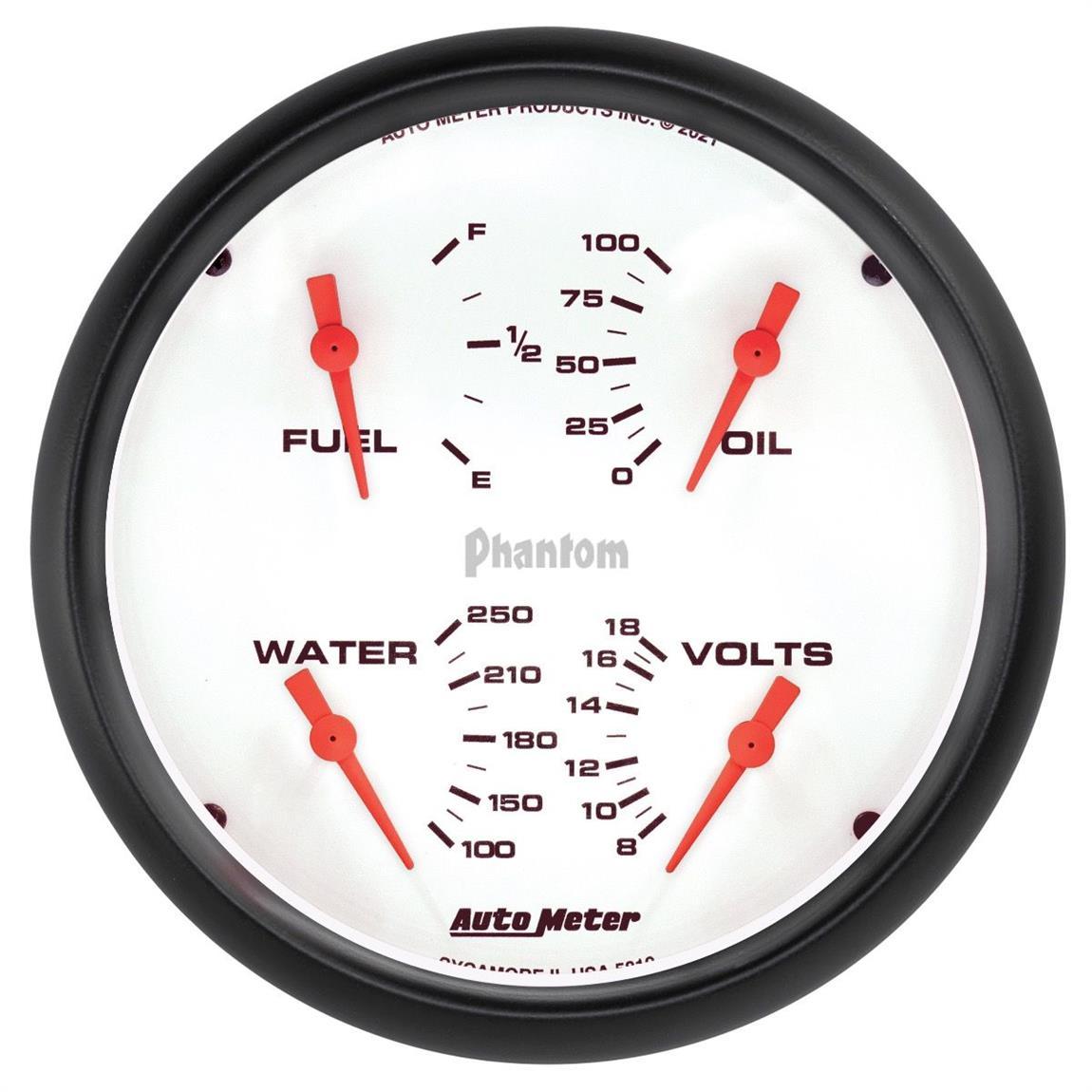 Autometer 5819 5 Inch Quad Gauge, White
