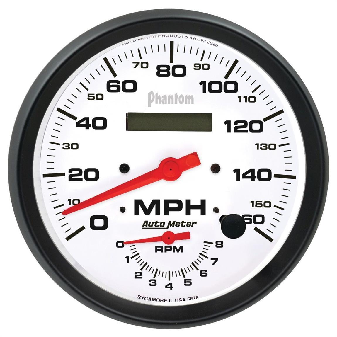 Autometer 5878 5 Inch Tachometer/Speedometer Combo, White
