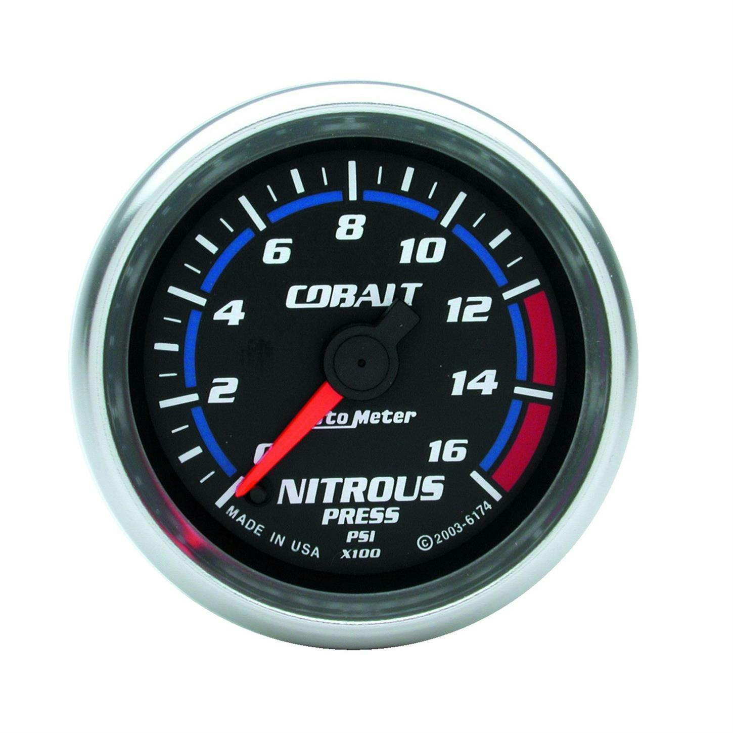 AutoMeter 6174 Nitrous Pressure Gauge, 2 1/16 Inch, 1600PSI, Cblt