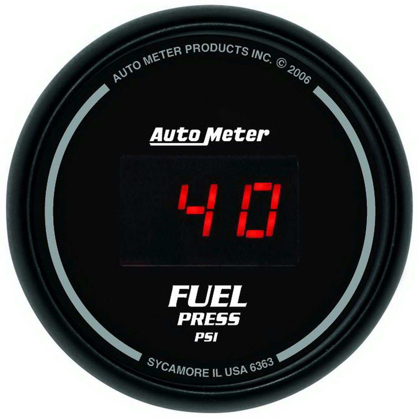 AutoMeter 6363 Fuel Pressure Gauge, 2 1/16 Inch, 100PSI, Red Led