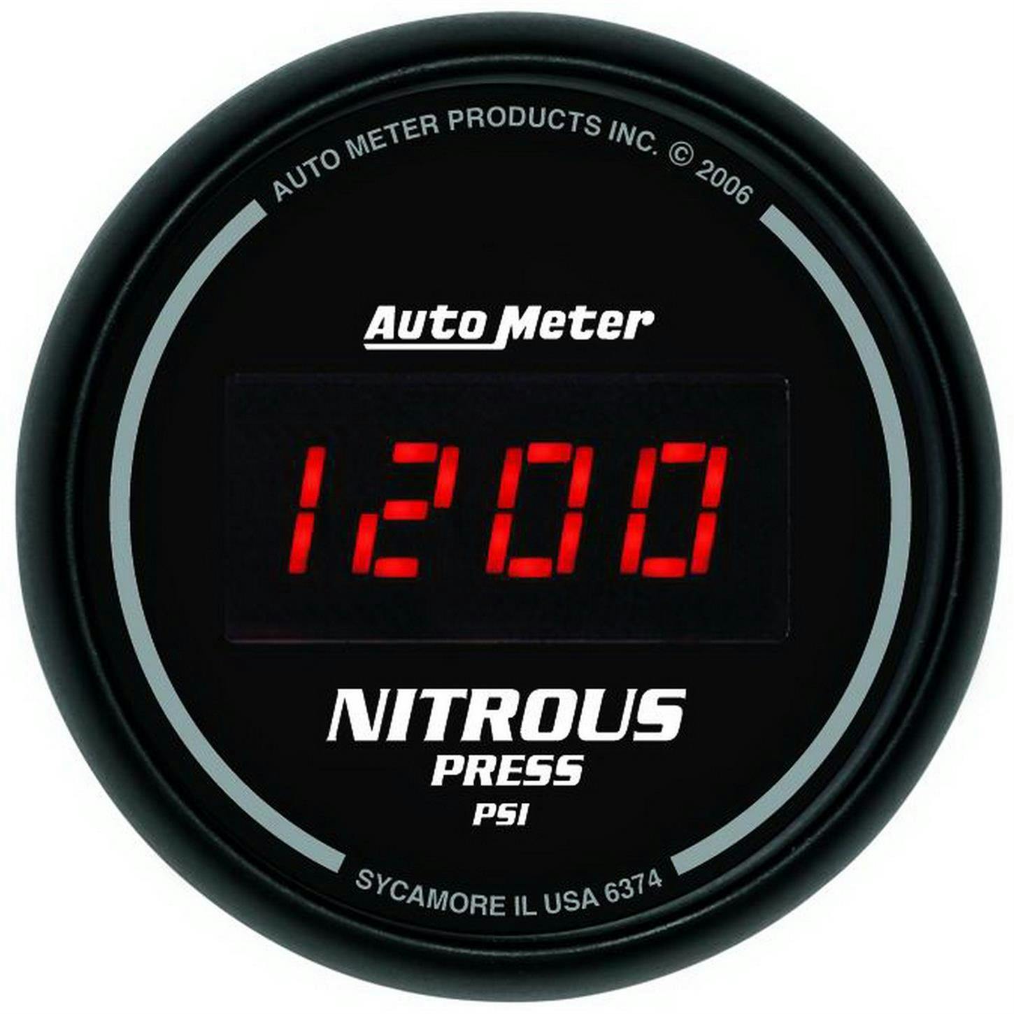 AutoMeter 6374 Nitrous Pressure Gauge, 2 1/16 Inch 1600PSI, Black
