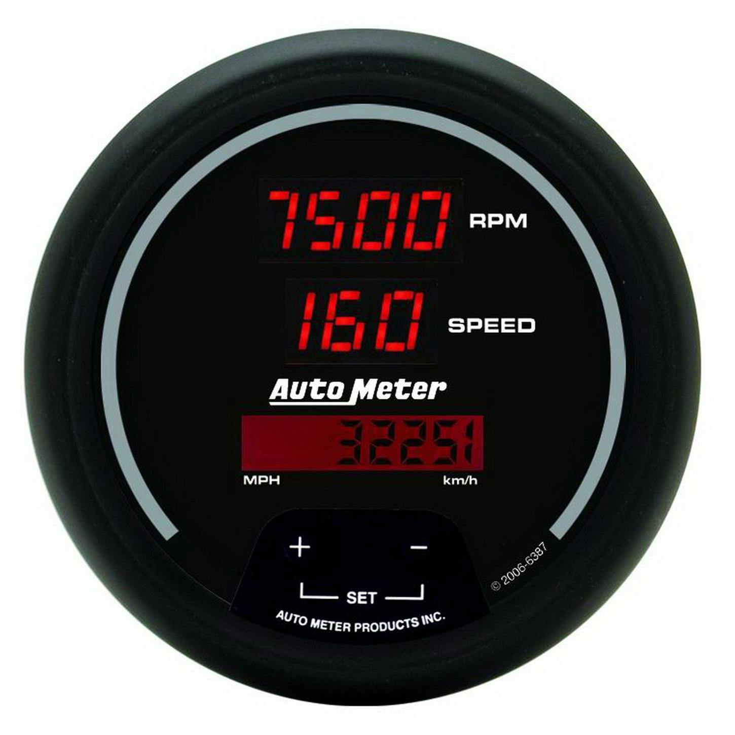 AutoMeter 6387 Tach/Speedo Gaug, 3 3/8 Inch, 260MPH/10KRPM, Black