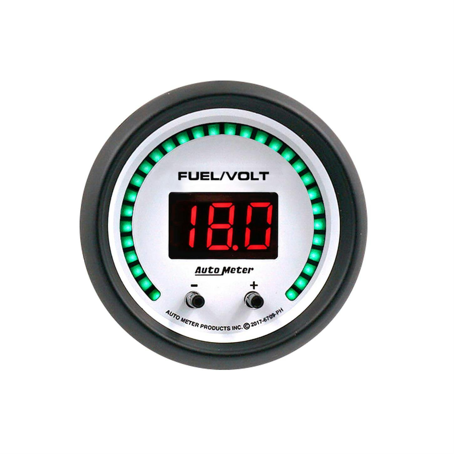 AutoMeter 6709-PH Fuel/Volt Gauge, 2 1/16 Inch, Phantom, Elite