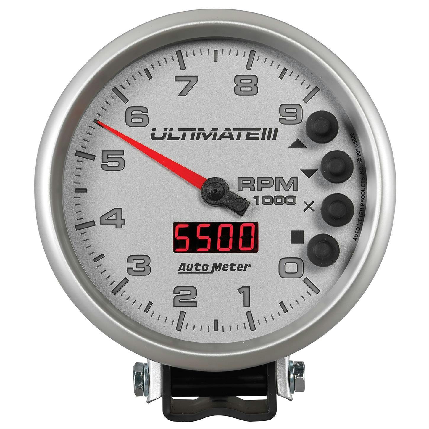 AutoMeter 6882 Tach Gauge, 5 Inch, 9K RPM, Datalogging, Silver