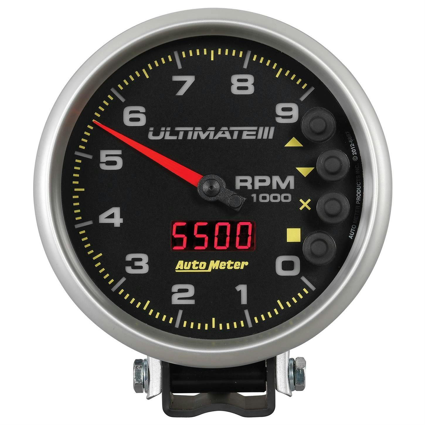 AutoMeter 6887 Tach Gauge, 5 Inch, 9K RPM, Datalogging, Black