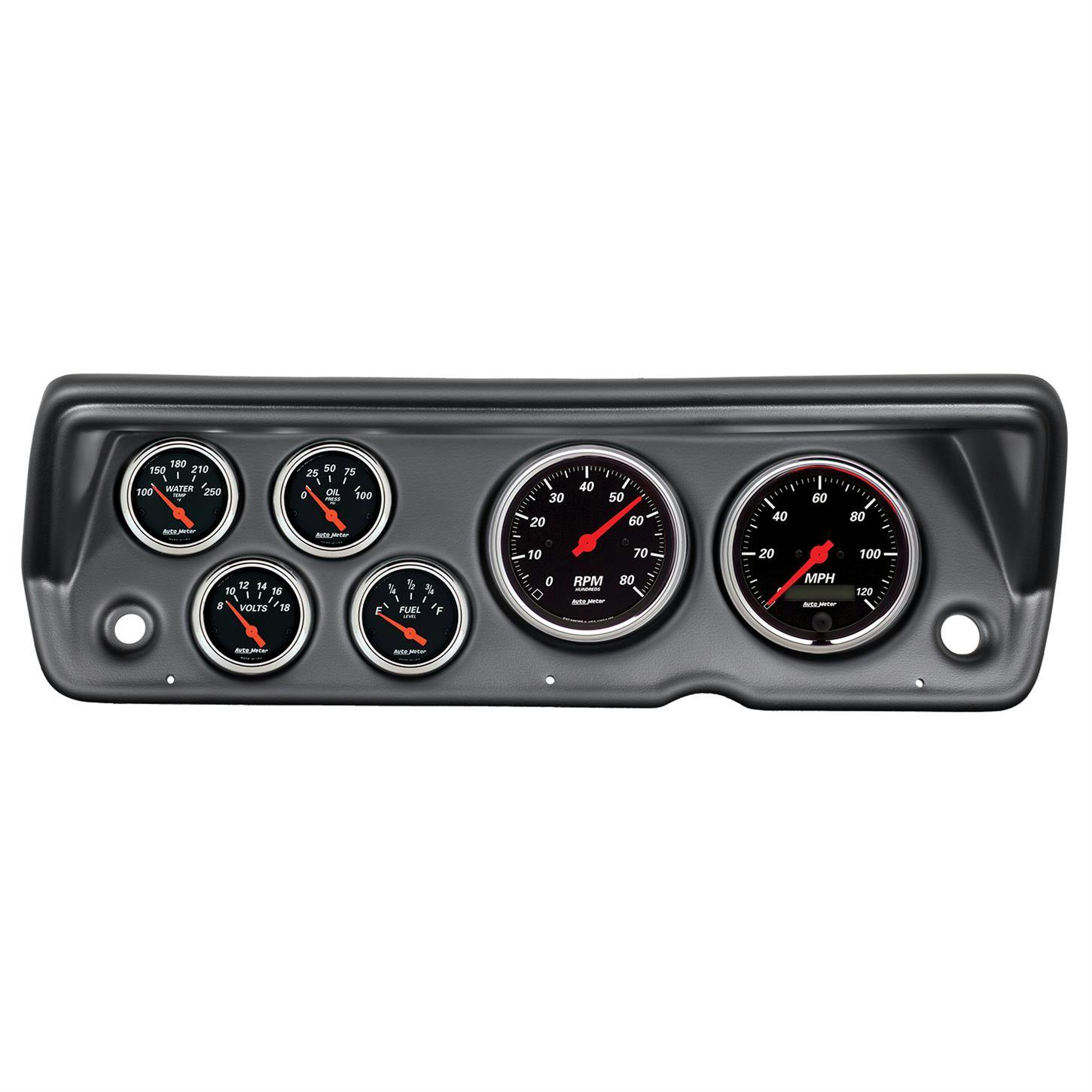 AutoMeter 7031-DB 6pc Gauge Kit, A-Body 70-76, Designer Black