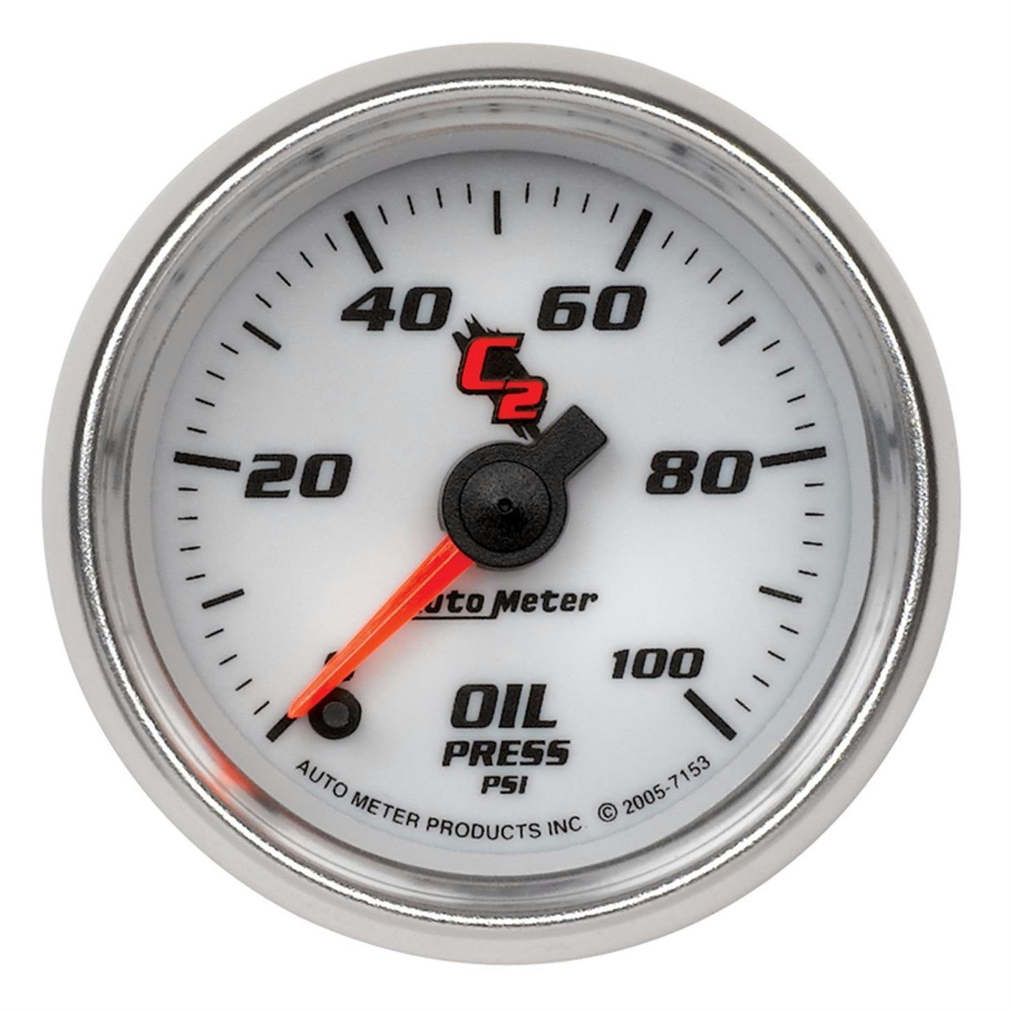 AutoMeter 7153 Oil Pressure Gauge, 2 1/16 Inch, 100PSI, C2
