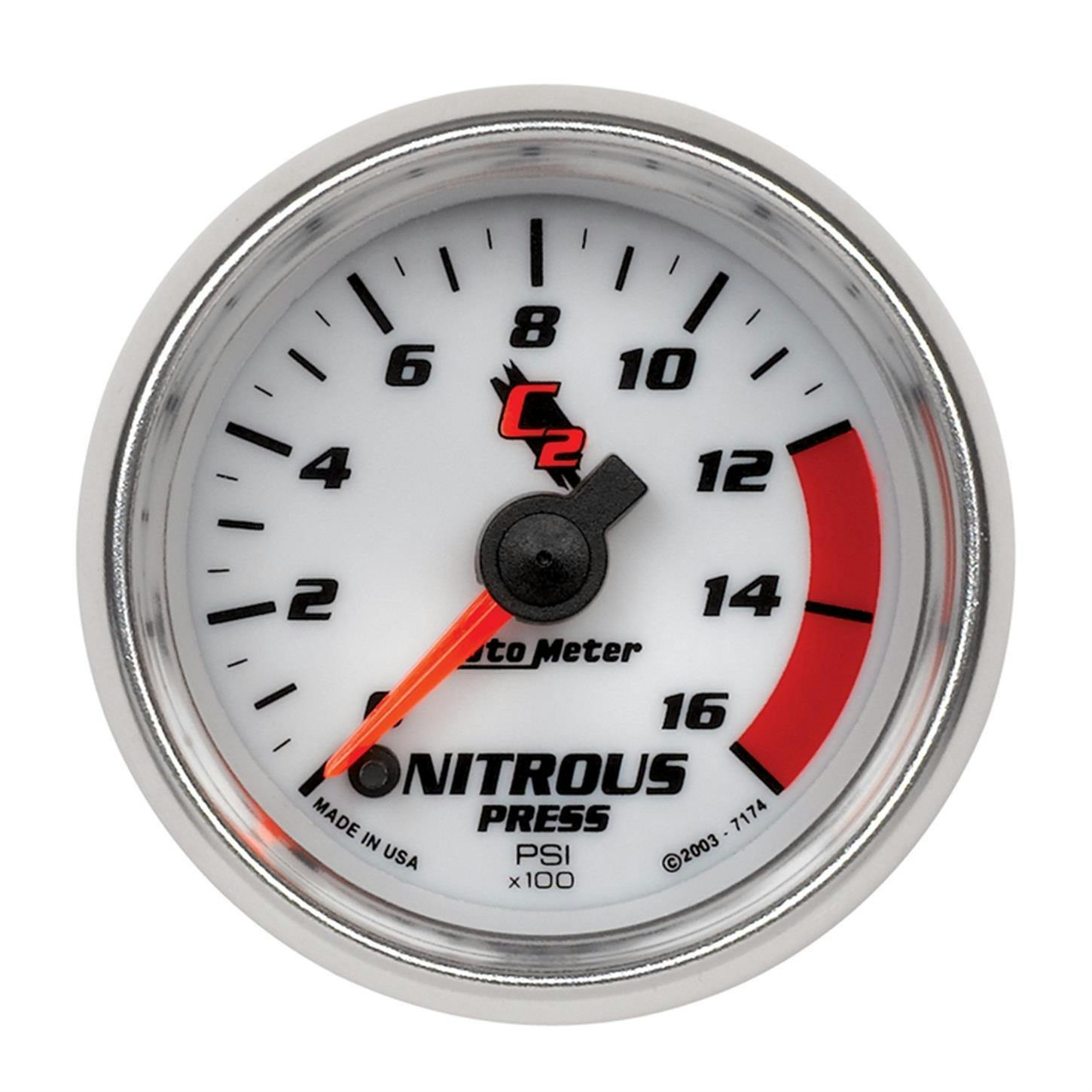 AutoMeter 7174 Nitrous Pressure Gauge, 2 1/16 Inch, 1600PSI, C2