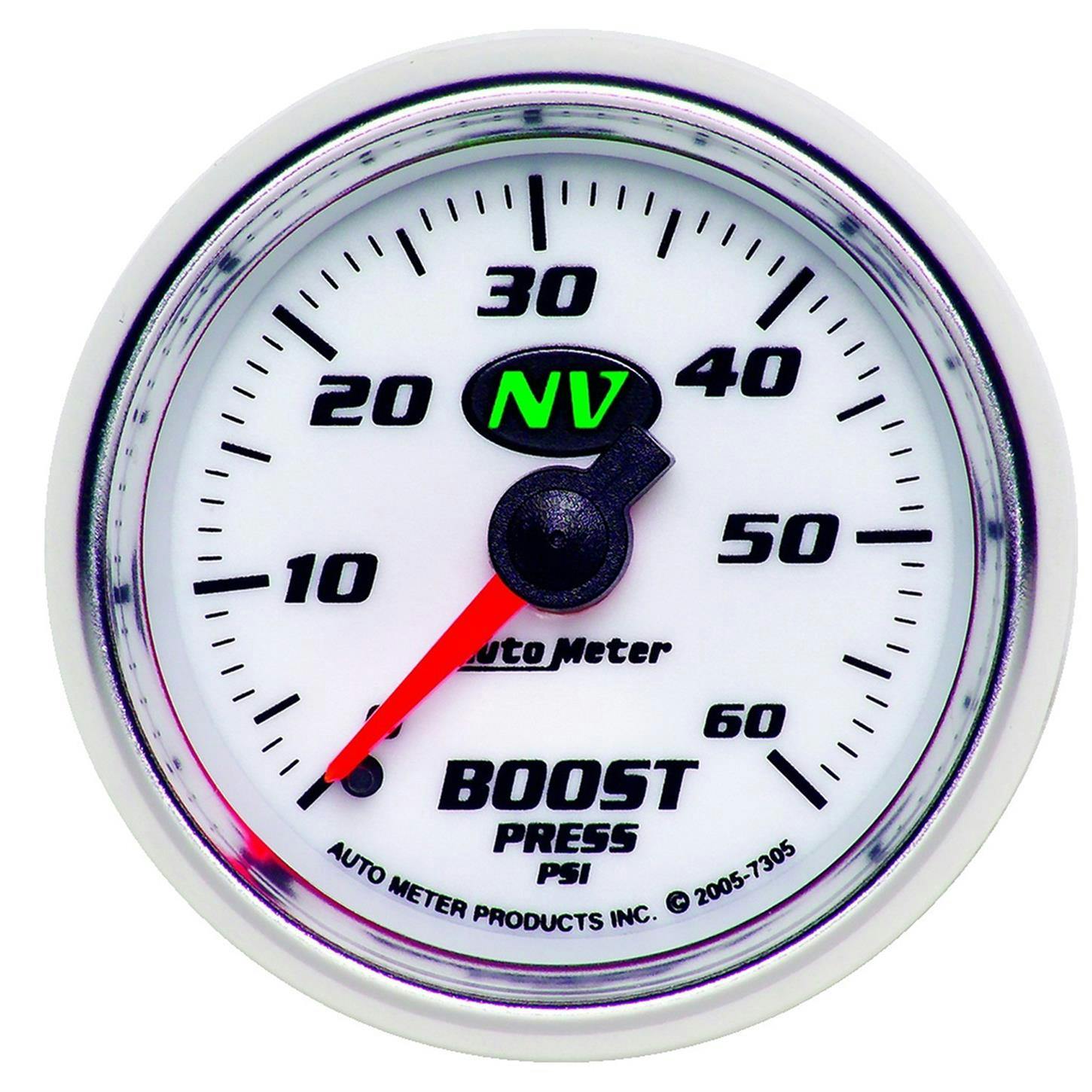 AutoMeter 7305 NV Mechanical Boost Gauge, 60 PSI, 2-1/16 Inch
