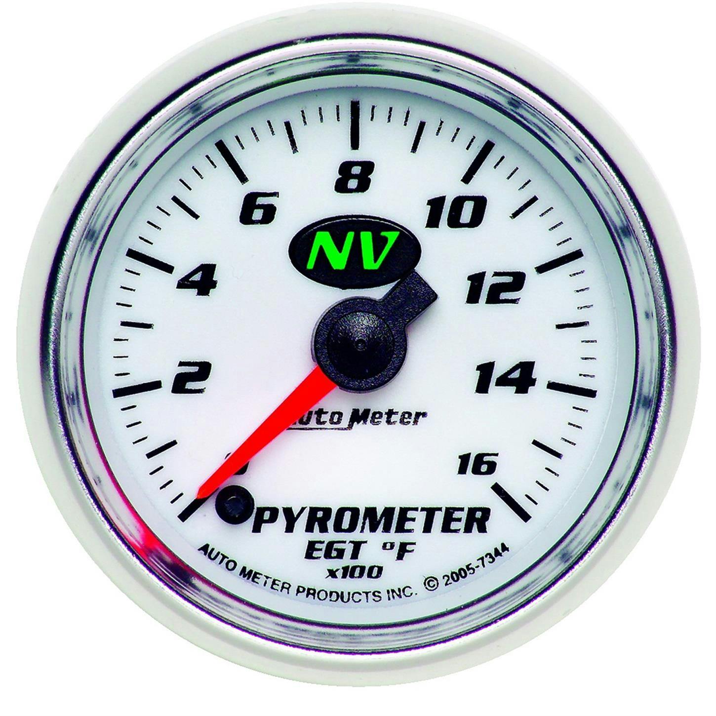 AutoMeter 7344 Pyrometer Gauge, 2 1/16 Inch, 1600 Deg., NV
