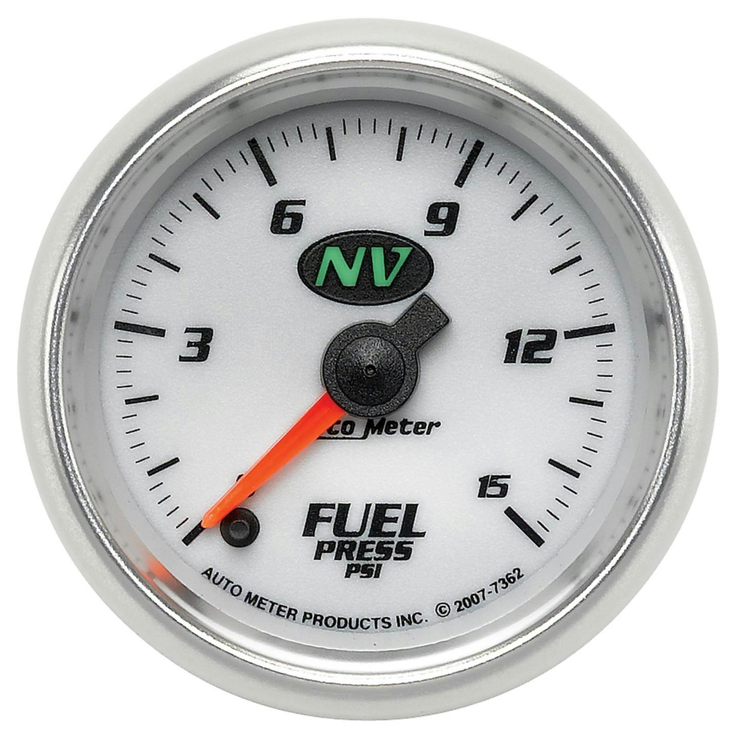AutoMeter 7362 Fuel Pressure Gauge, 2 1/16 Inch, 15PSI, NV