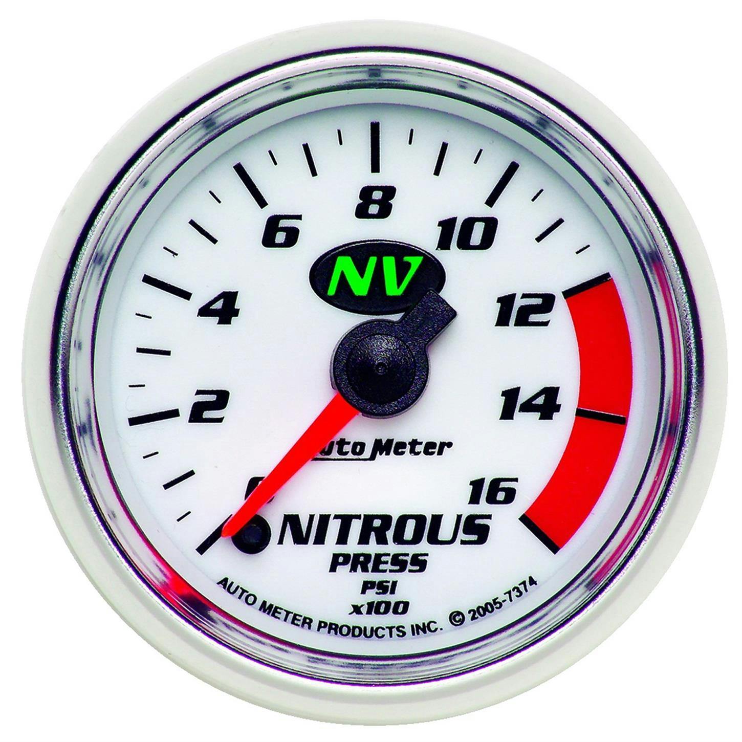 AutoMeter 7374 Nitrous Pressure Gauge, 2 1/16 Inch, 1600PSI, NV