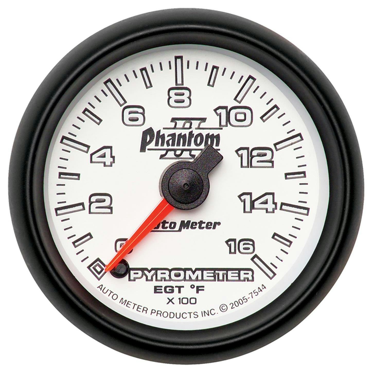 AutoMeter 7544 Pyrometer Gauge, 2 1/16 Inch, 1600 Deg., Phantom