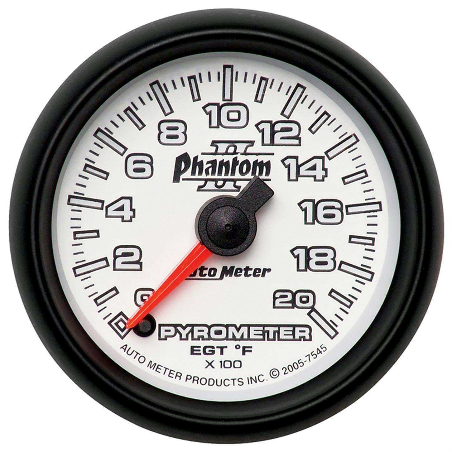 AutoMeter 7545 Pyrometer Gauge, 2 1/16 Inch, 2000 Deg., Phantom