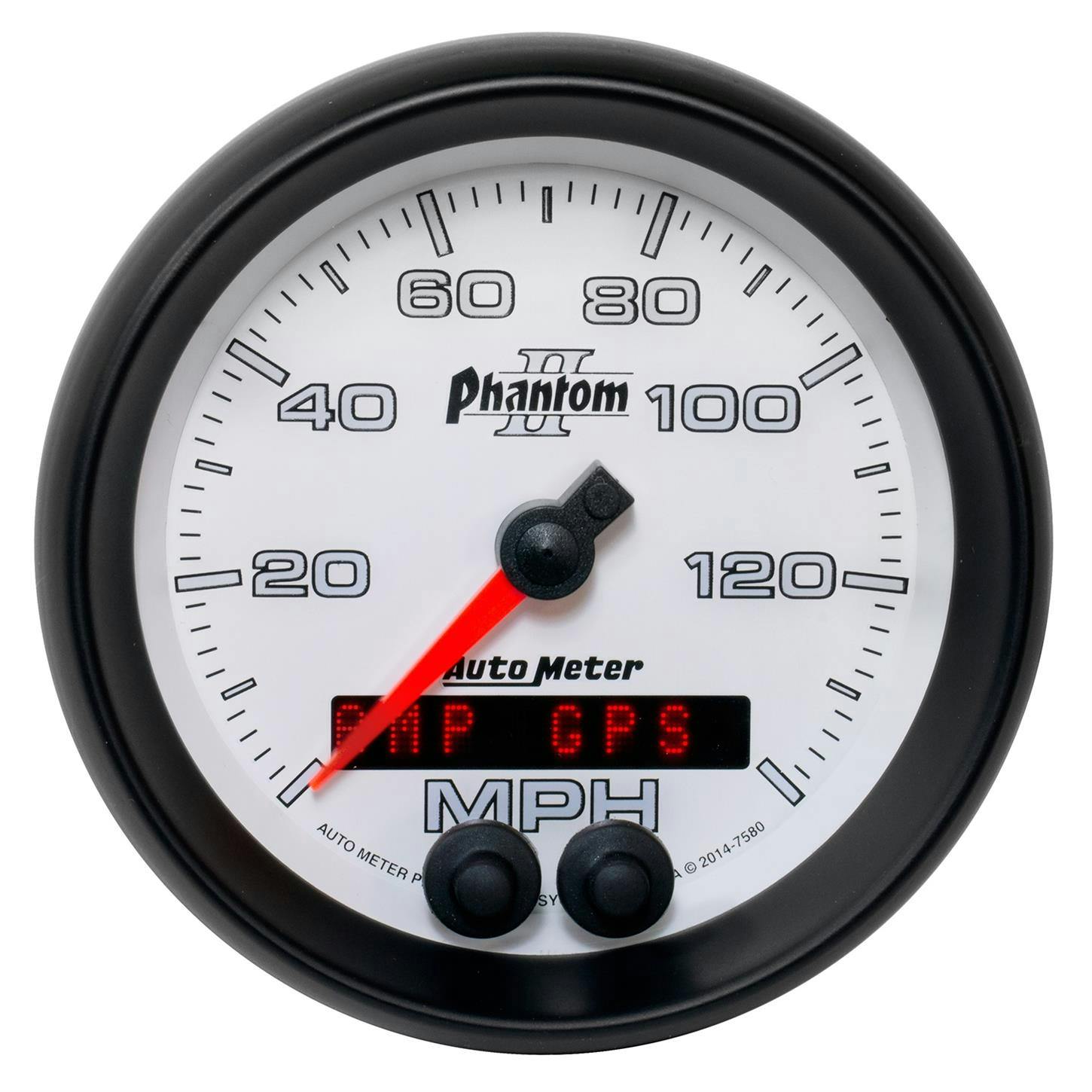 AutoMeter 7580 Speedo Gauge, 3 3/8 Inch, 140MPH, GPS, Phantom II