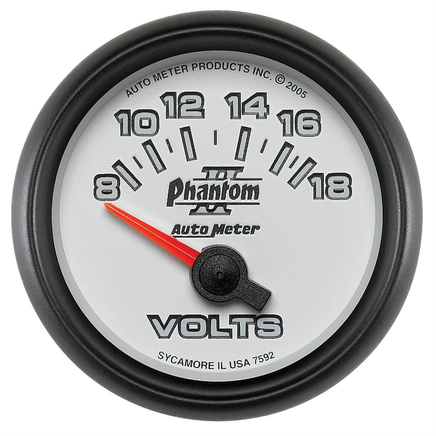 AutoMeter 7592 Phantom II Air-Core Voltmeter Gauge, 2-1/16 Inch