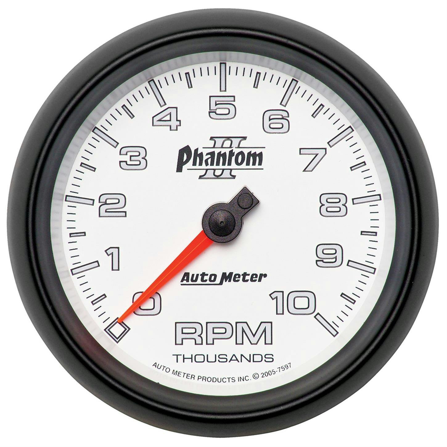 AutoMeter 7597 Phantom II Air-Core In-Dash Tach,10k RPM,3-3/8 In.
