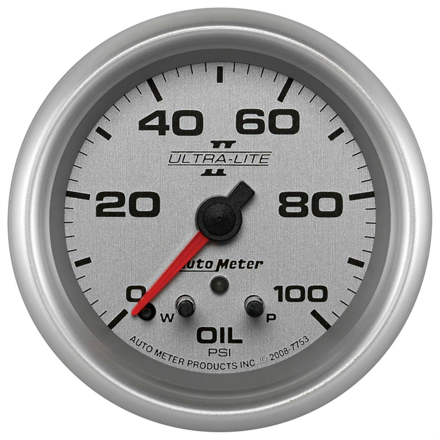 AutoMeter 7753 Oil Pressure Gauge, 2 5/8 Inch, 100PSI, Ultra-Lite