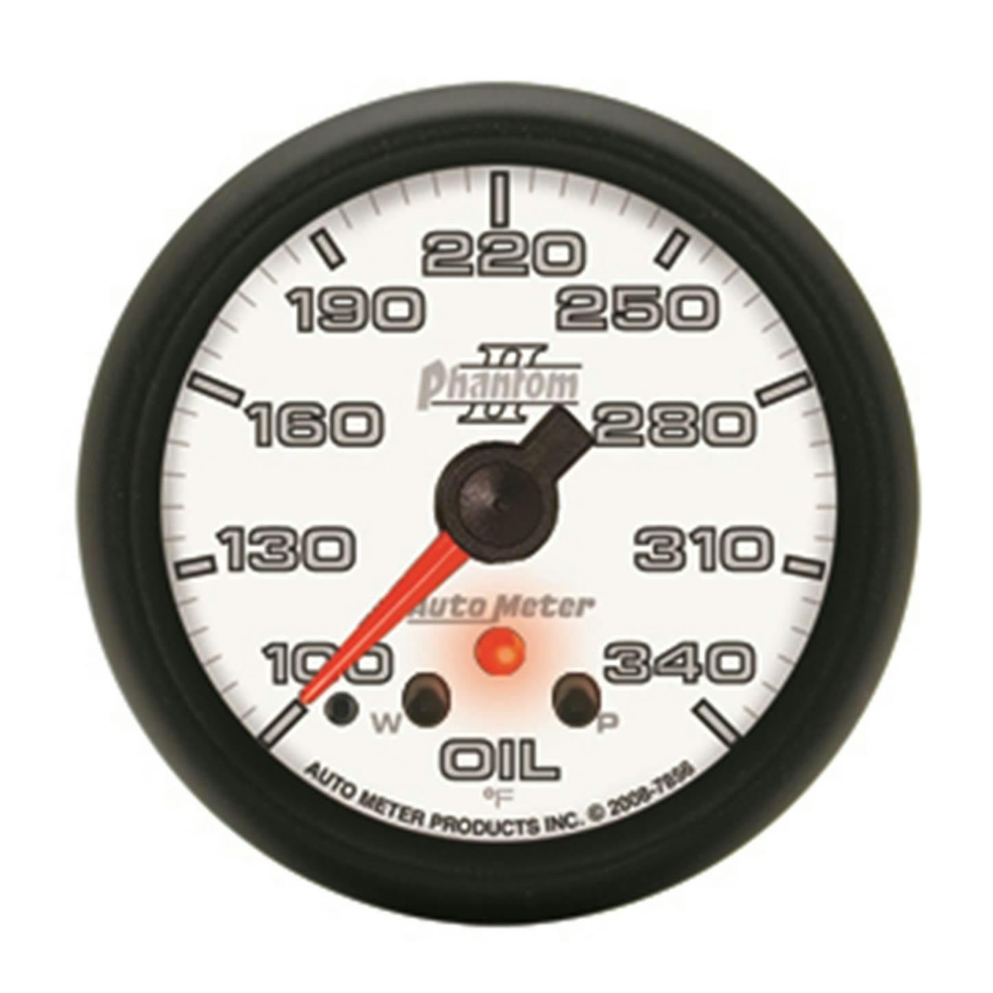 AutoMeter 7856 Oil Temp Gauge, 2 5/8 Inch, 340 Deg., Phantom II