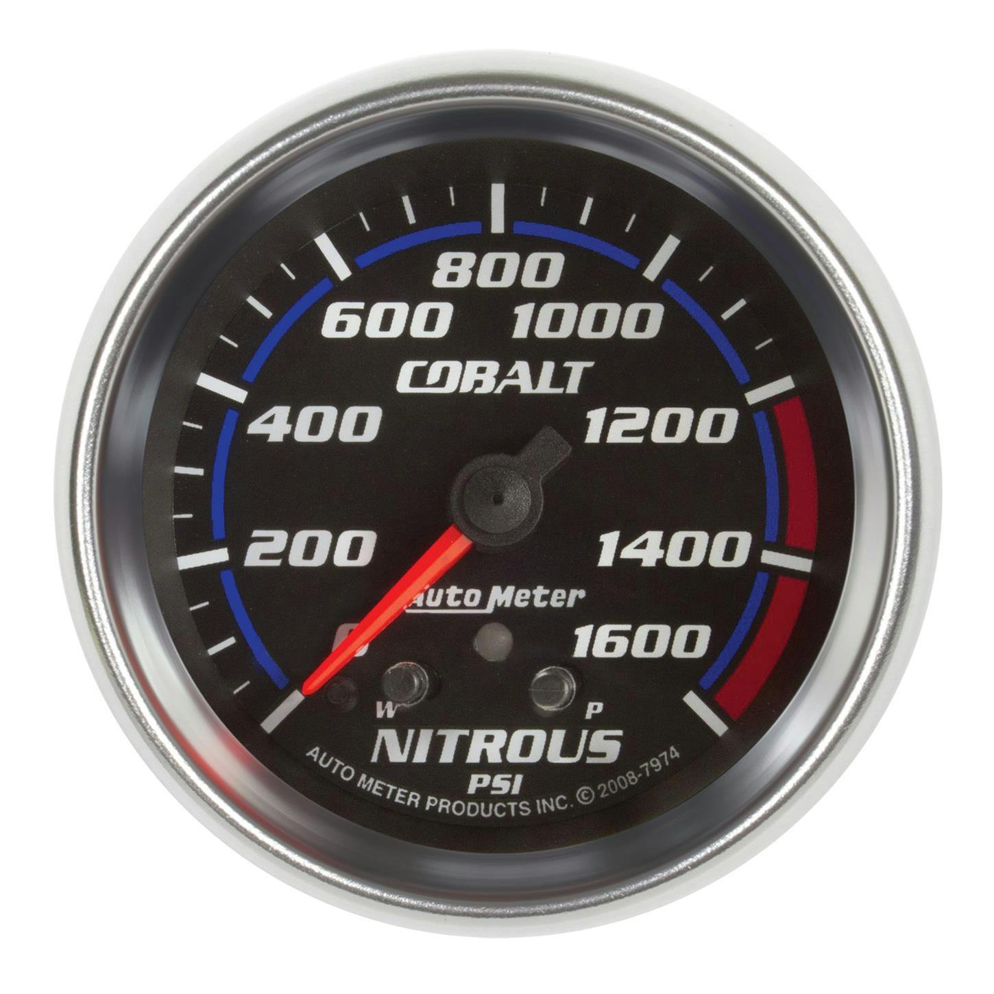 AutoMeter 7974 Nitrous Pressure Gauge, 2 5/8 Inch, 1600PSI, Cblt