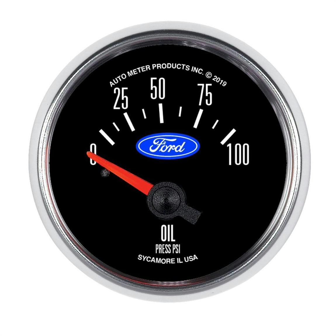 AutoMeter 880821 Ford 2-1/16 Inch Oil Pressure Gauge, 0-100 PSI
