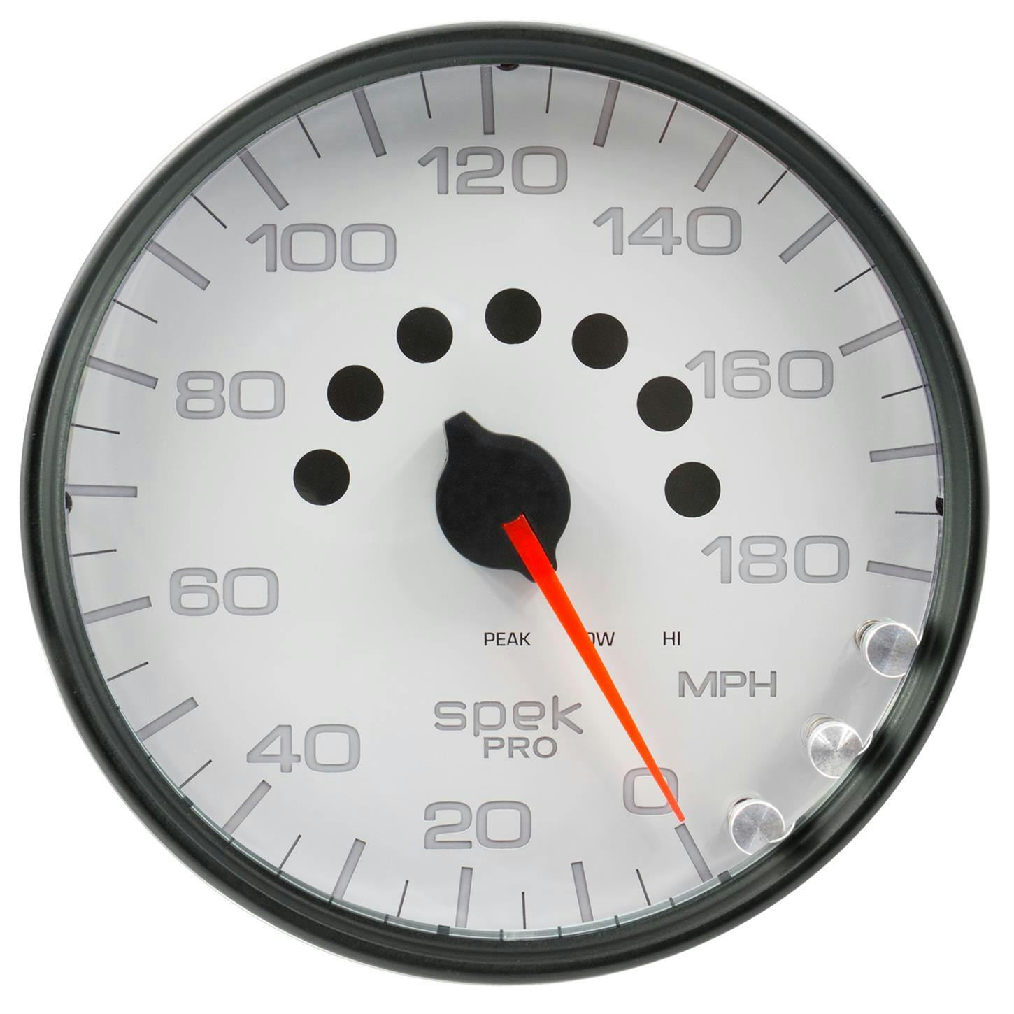 AutoMeter P23012 Speedo Gauge, 5 Inch, 180 MPH, White/Black