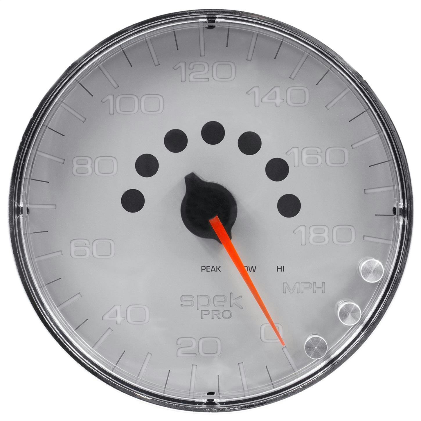 AutoMeter P230218 Speedo Gauge, 5 Inch, 180 MPH, Silver/Chrome