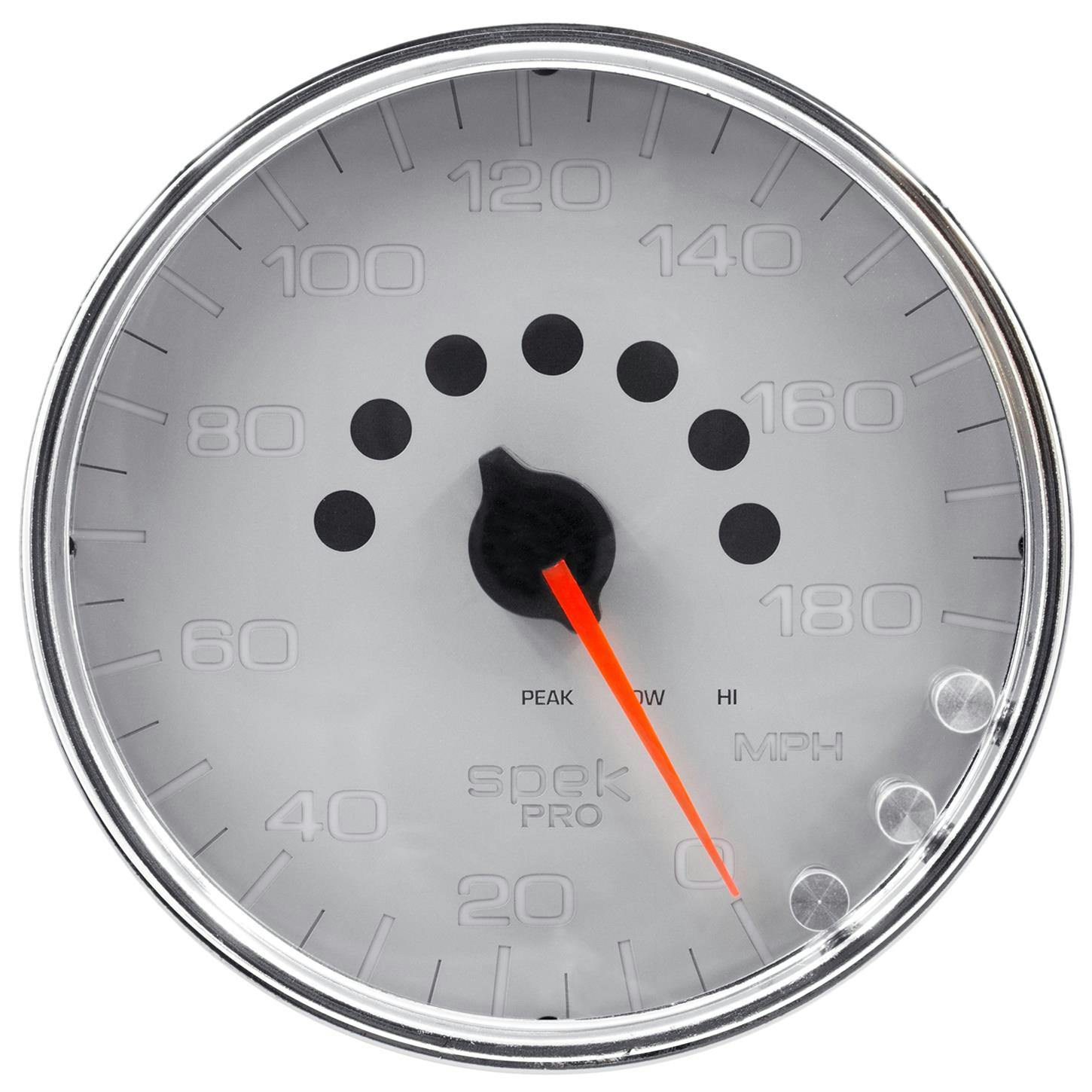 AutoMeter P23021 Speedo Gauge, 5 Inch, 180 MPH, Silver/Chrome