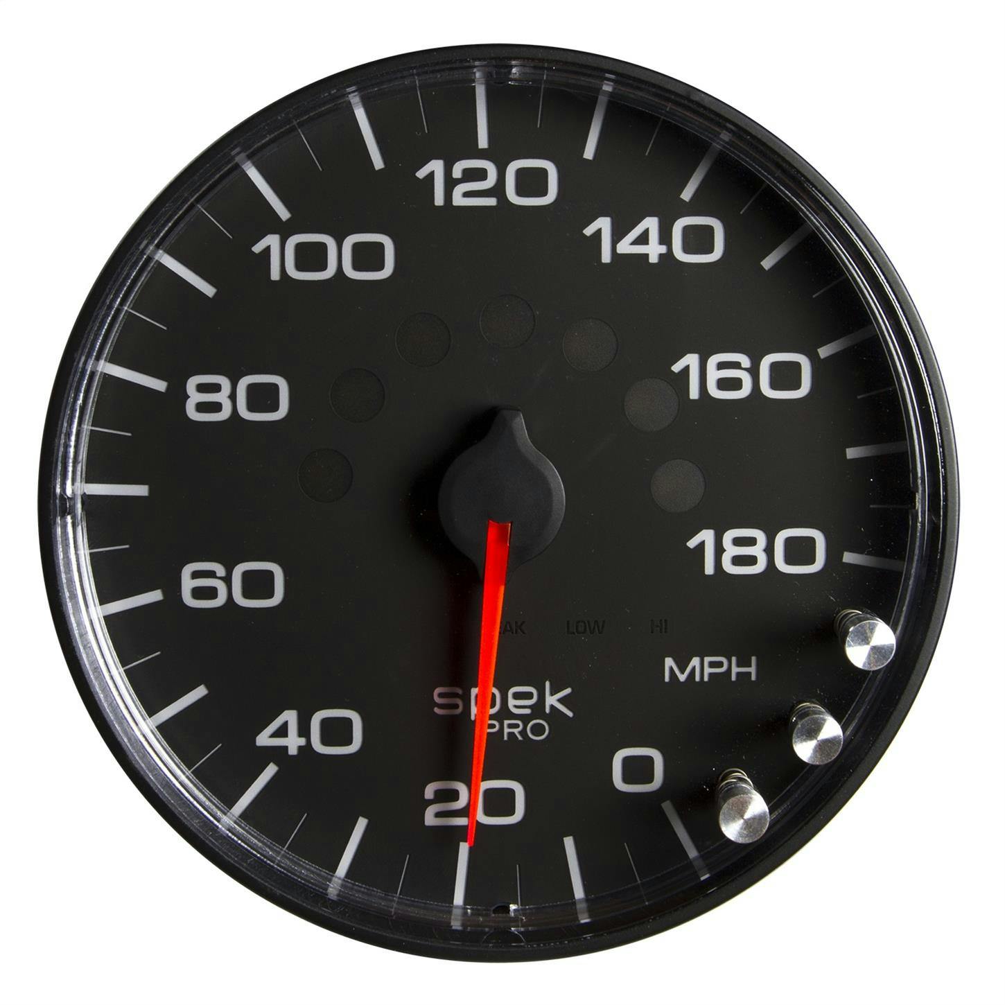 AutoMeter P230328 Speedo Gauge, 5 Inch, 180 MPH, Black/Black