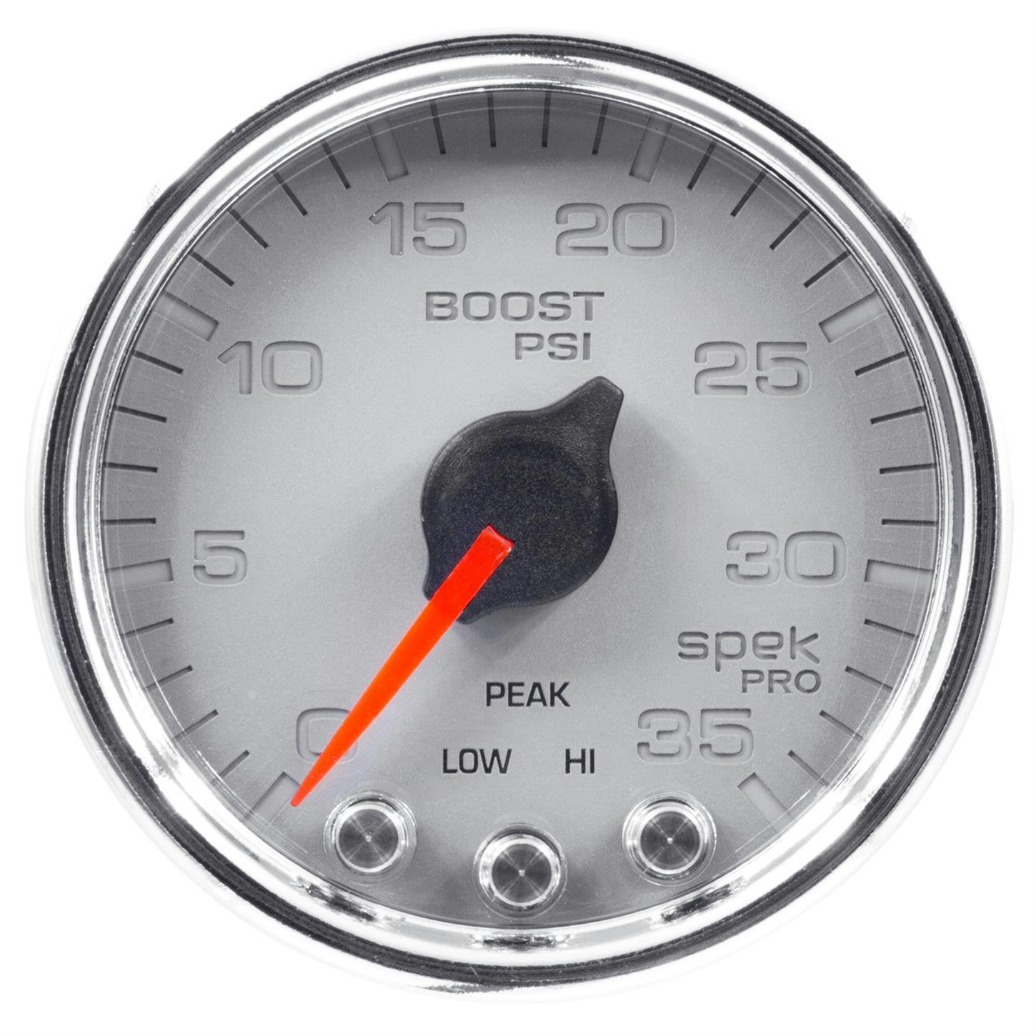 AutoMeter P30321 Boost, 2 1/16 Inch, 35PSI, Silver/Chromee, Spek