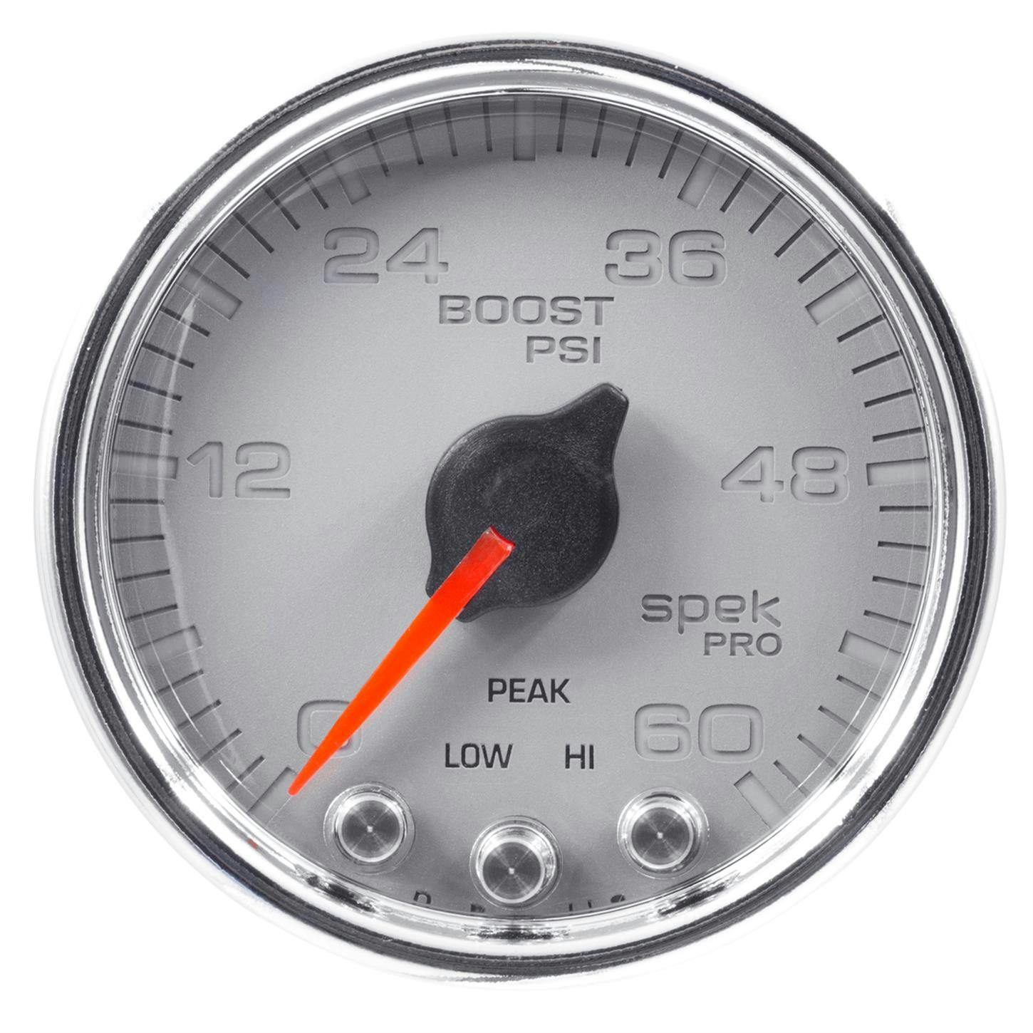 AutoMeter P30421 Boost, 2 1/16 Inch, 60PSI, Silver/Chrome, Spek