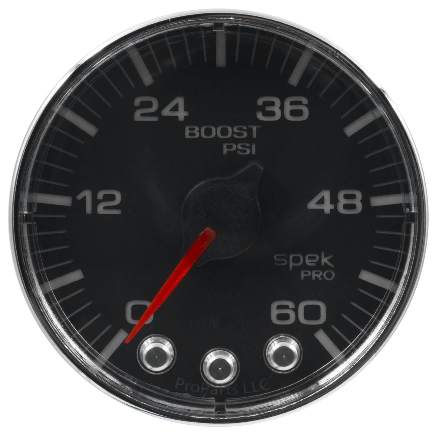AutoMeter P304318 Boost, 2 1/16 Inch, 60PSI, Black/Chrome, Spek