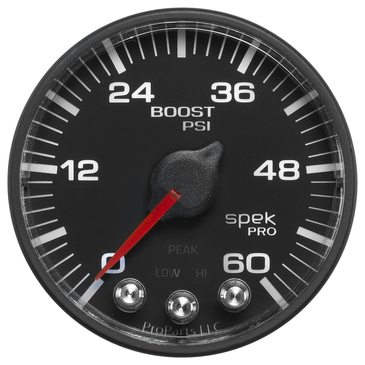 AutoMeter P304328 Boost, 2 1/16 Inch, 60PSI, Black/Black, Spek