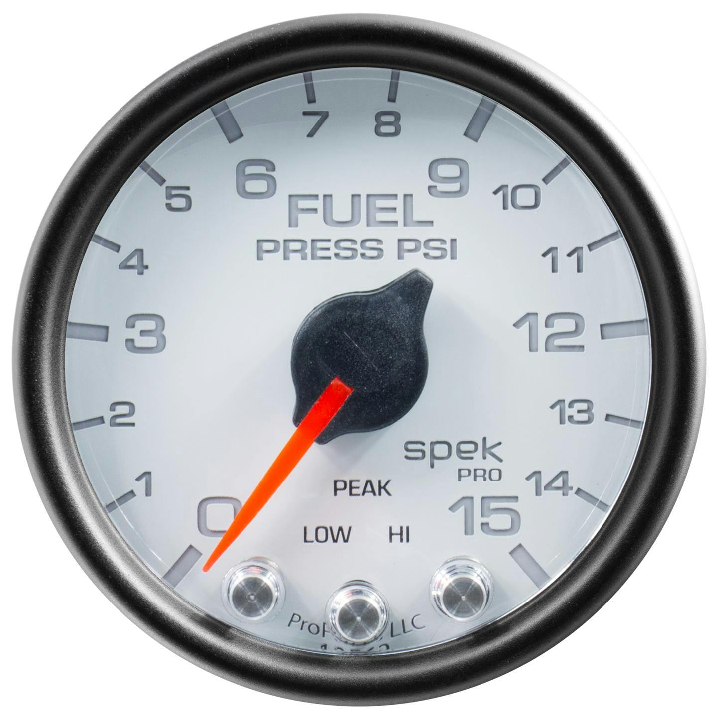 AutoMeter P31512 Fuel Pressure Gauge, 2 1/16 Inch, 15PSI, Wht/Blk