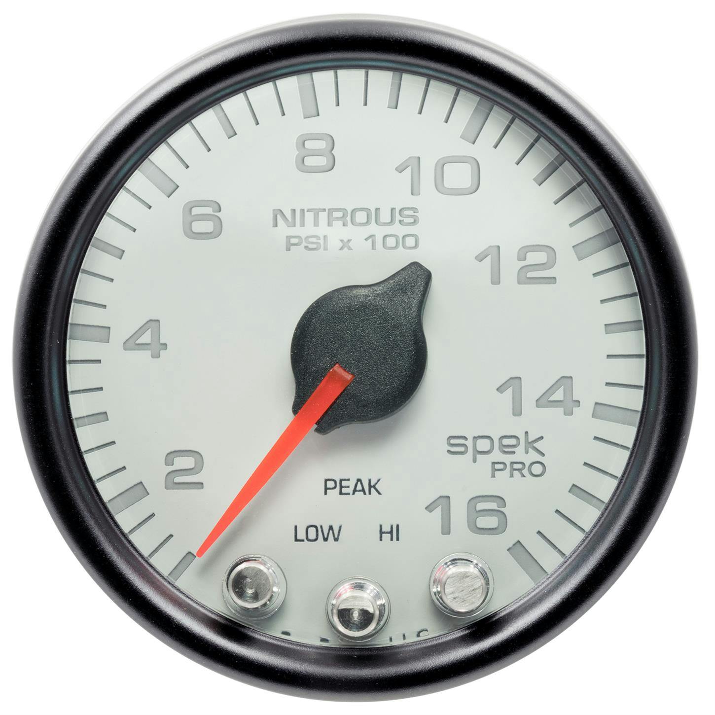 AutoMeter P32012 Nitrous Gauge, 2 1/16 Inch, 1600PSI, Wht/Blk