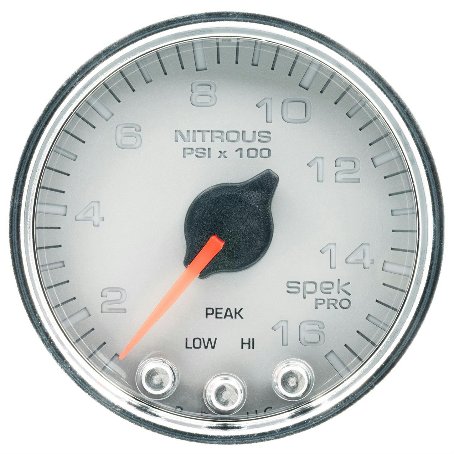 AutoMeter P32021 Nitrous Gauge, 2 1/16 Inch, 1600PSI, Slvr/Chrm