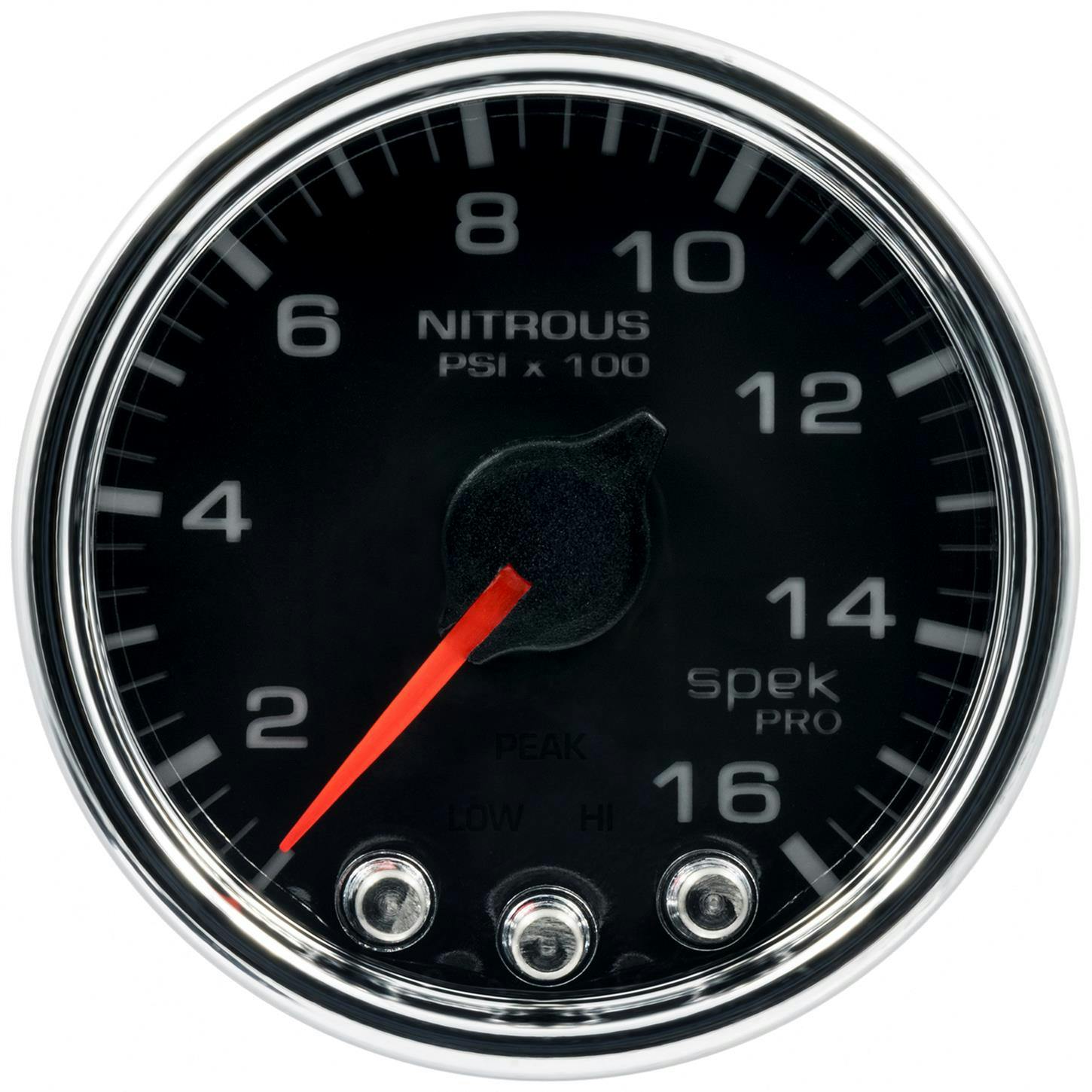 AutoMeter P32031 Nitrous Gauge, 2 1/16 Inch, 1600PSI, Blk/Chrm