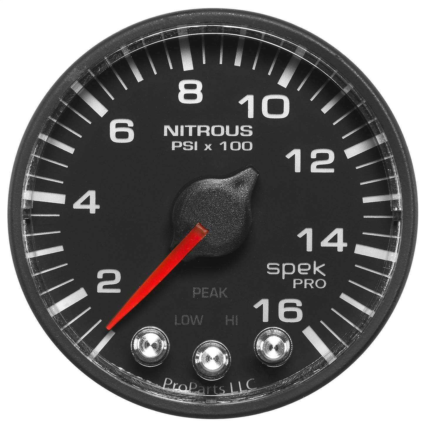 AutoMeter P320328 Nitrous Gauge, 2 1/16 Inch, 1600PSI, Blk/Blk