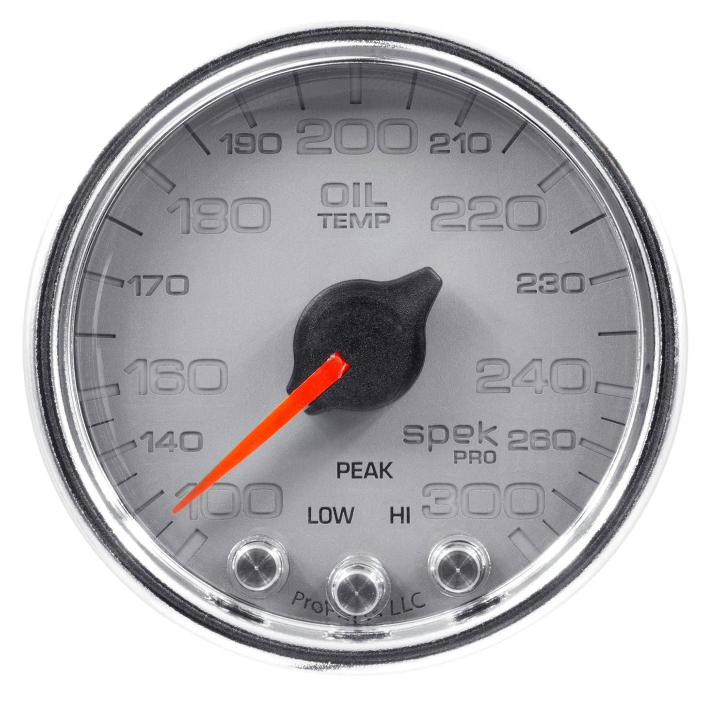 AutoMeter P32221 Oil Temp Gauge, 2 1/16 Inch, 300 Deg., Slvr/Chrm