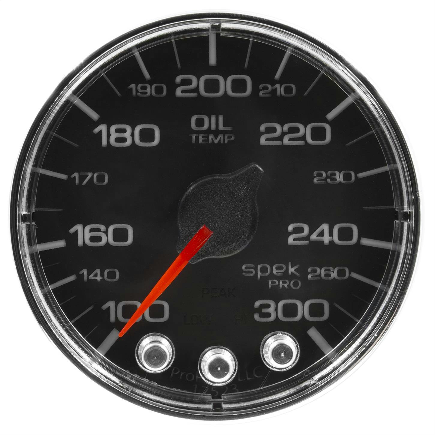 AutoMeter P322318 Oil Temp Gauge, 2 1/16 Inch, 300 Deg., Blk/Chrm