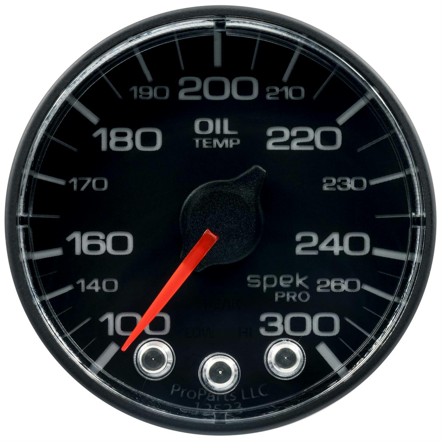 AutoMeter P322324 Oil Temp Gauge, 2 1/16 Inch, 300 Deg., Blk/Blk