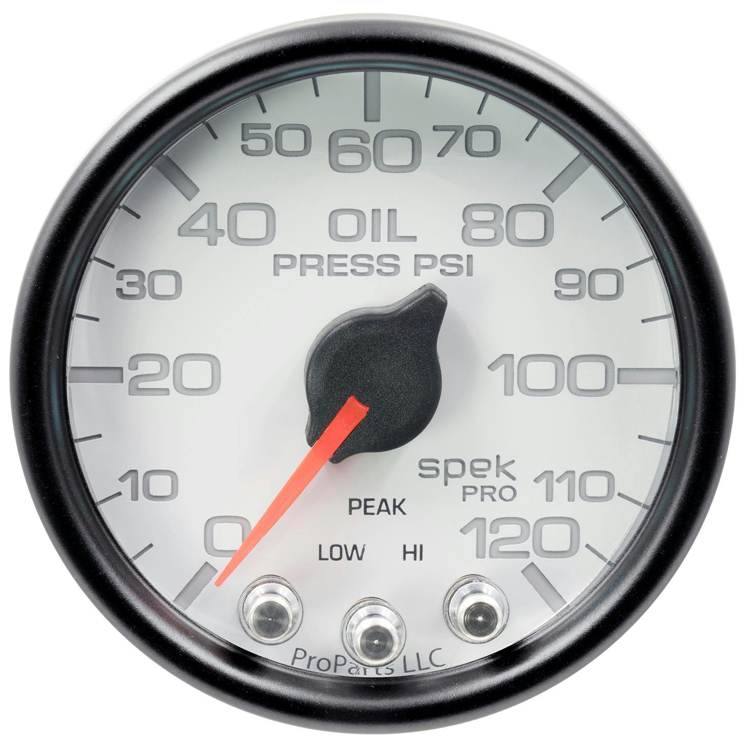 AutoMeter P32512 Oil Pressure Gauge, 2 1/16 Inch, 120PSI, Wht/Blk