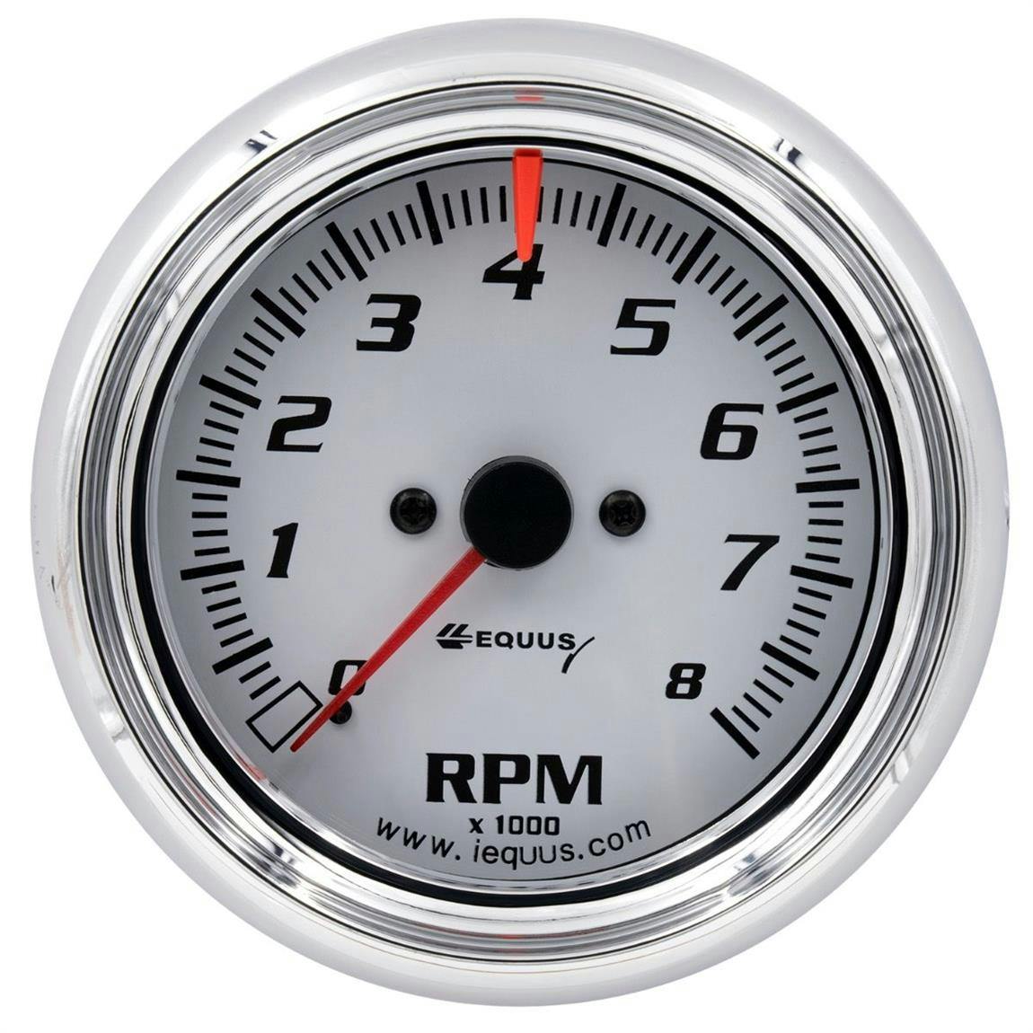 Equus E5078 5000 Series 3-3/8 Inch White Tachometer, 8,000 RPM