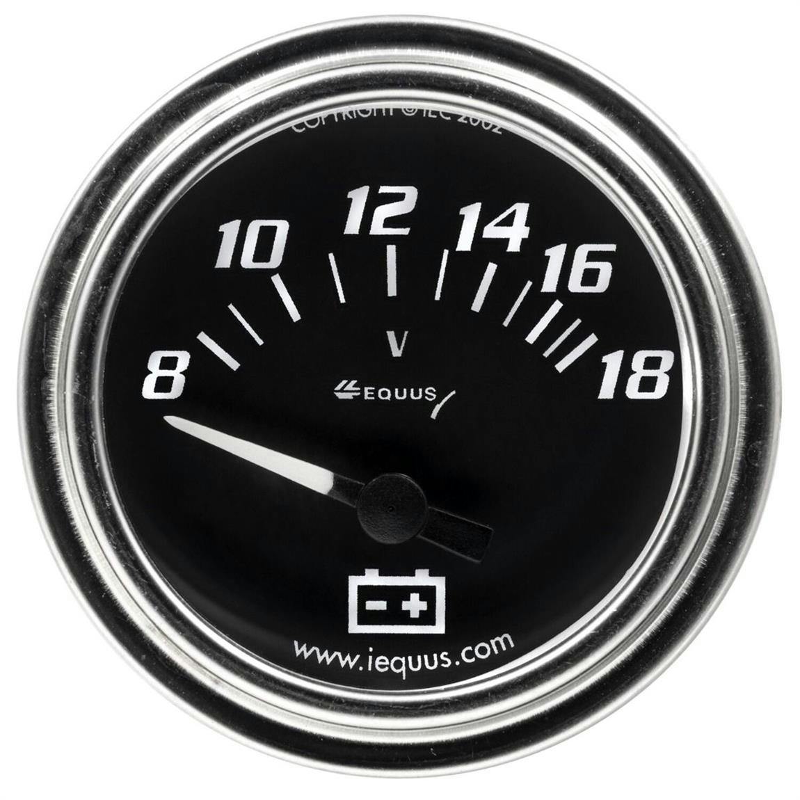 Equus E7268 7000 Series 2 Inch Electic Chrome Volt Gauge, 8-18V