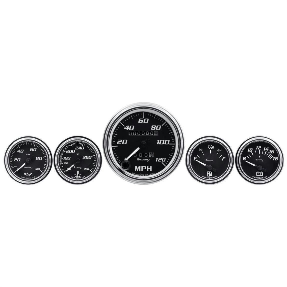 Equus E7500 7000 Series 5-Gauge Set, 3-3/8 Inch Mech. Speedometer
