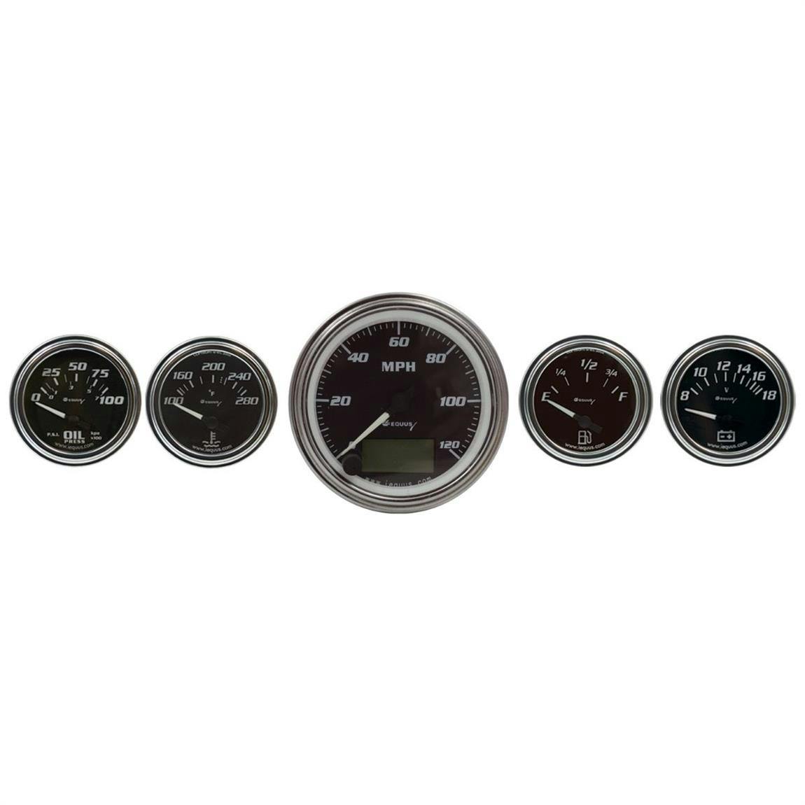 Equus E7501 7000 Series 5 Piece Gauge Set, Analog, Black